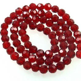 4mm Natural Dark Red Garnet Loose Beads - Faceted Round Gemstone (15 Inch Strand)
