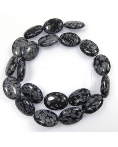 Snowflake Obsidian 13x18mm Oval Beads