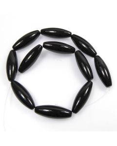 Black Onyx 10x30mm Rice Beads