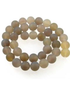 Grey Agate 10mm FROSTED Round Beads