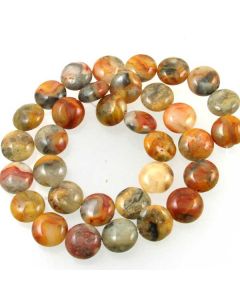 Crazy Lace Agate 12mm Coin Beads