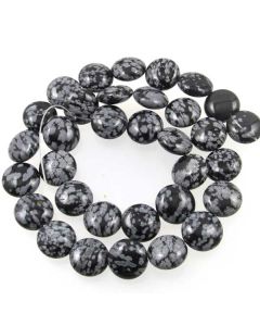 Snowflake Obsidian 12mm Coin Beads
