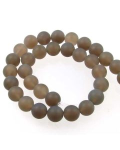 Grey Agate 12mm FROSTED Round Beads