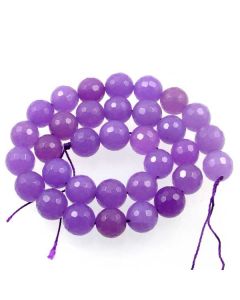Jade (Violet) Dyed 12mm Faceted Round Beads
