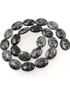 Snowflake Obsidian 13x18mm Oval Beads