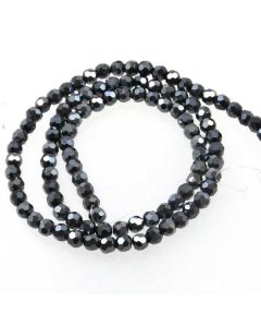 Black/Grey Faceted Glass Beads 4mm Round