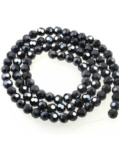 Black/Grey Faceted Glass Beads 6mm Round