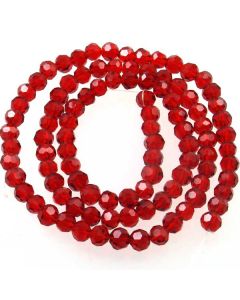 Deep Red Faceted Glass Beads 6mm Round