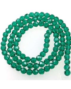 Emerald Green Faceted Glass Beads 6mm Round