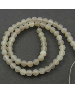 Light Grey Agate 6mm FROSTED Round Beads