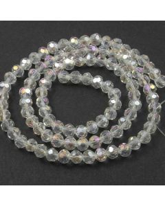 White AB  Faceted Glass Beads 6mm Round