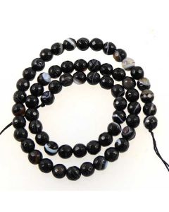 Black sardonyx 6mm faceted beads