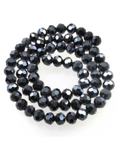 Black/Grey Faceted Glass Beads 8mm Round 