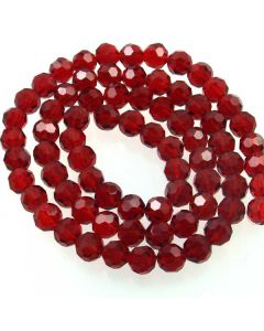 Deep Red Faceted Glass Beads 8mm Round