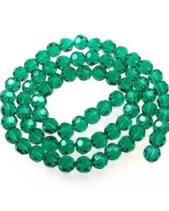 Emerald Green Faceted Glass Beads 8mm Round