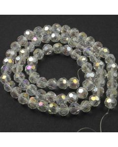 White AB  Faceted Glass Beads 8mm Round