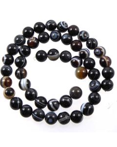 8mm Black Banded Agate Beads