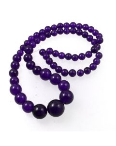 Malay Jade (Dyed Dark Amethyst Quartzite) Graduated Round Beads