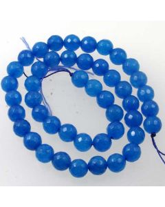 Jade (Apatite Blue) Dyed 8mm Faceted Round Beads