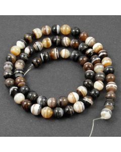 Natural Black Banded Agate 6mm Round Beads