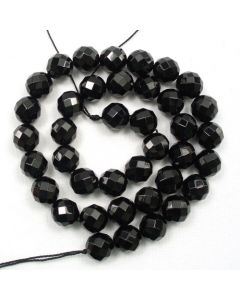 Black Onyx 10mm Faceted Round Beads