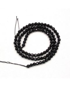 Black Onyx 4mm Faceted Round Beads