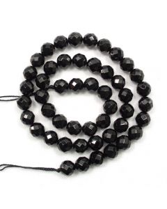 Black Onyx 8mm Faceted Round Beads