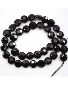 Black Onyx 12mm Faceted Coin Beads
