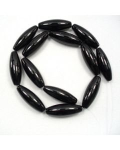 Black Onyx 10x30mm Rice Beads