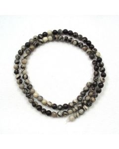 Black Veined Jasper 4mm Round Beads