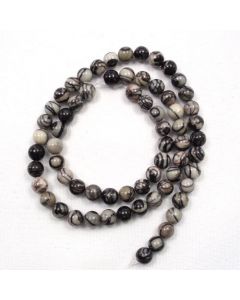 Black Veined Jasper 6mm Round Beads