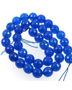 Jade (Mid Blue) Dyed 10mm Faceted Round Beads