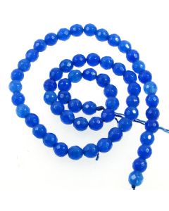 Jade (Mid Blue) Dyed 6mm Faceted Round Beads