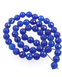Jade (Mid Blue) Dyed 8mm Faceted Round Beads