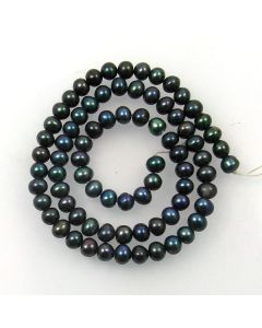 Natural Freshwater Button Pearl Peacock Blue 5mm