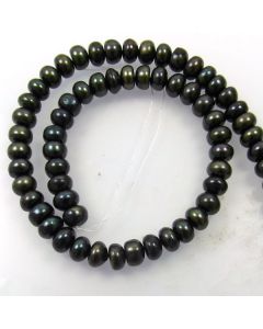 Natural Freshwater Button Pearl Peacock Black 8mm