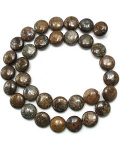 Bronzite 12mm Coin Beads