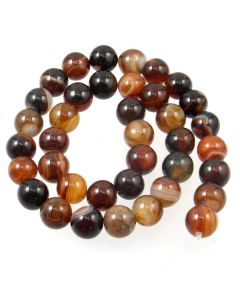 Brown Striped Agate 10mm Round Beads