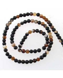 Brown Striped Agate 4mm Round Beads