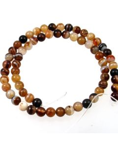 Brown Striped Agate 6mm Round Beads