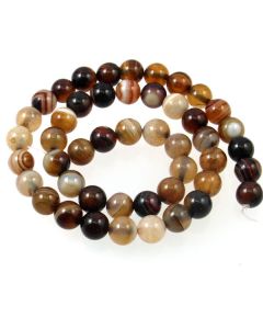 Brown Striped Agate 8mm Round Beads