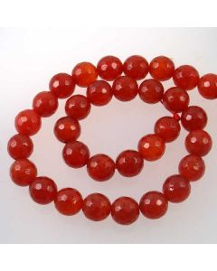 Carnelian 12mm Faceted Round Beads