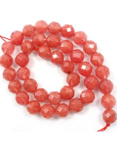 Cherry Quartz 10mm Faceted Round Beads