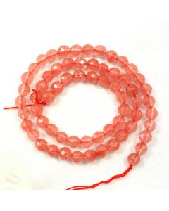 Cherry Quartz 6mm Faceted Round Beads