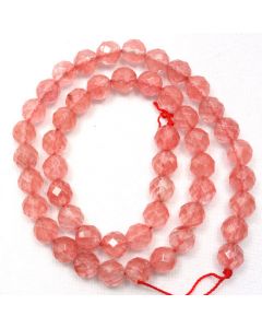 Cherry Quartz 8mm Faceted Round Beads