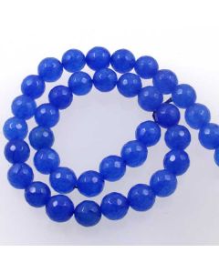 Jade (Cobalt Blue) Dyed 10mm Faceted Round Beads