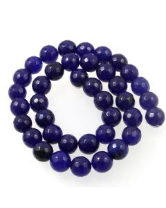 Jade (Dark Blue) Dyed 10mm Faceted Round Beads