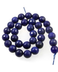 Jade (Dark Blue) Dyed 12mm Faceted Round Beads