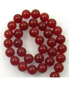 Malay Jade (Dyed Deep Red Quartzite) 12mm Round Beads