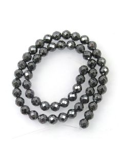 Hematite Faceted 8mm Round Beads